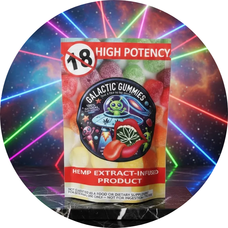 CBDITALY Galactic Gummies augsta stipruma kaņepju ekstrakta uztura bagātinātājs, 18+ produkts