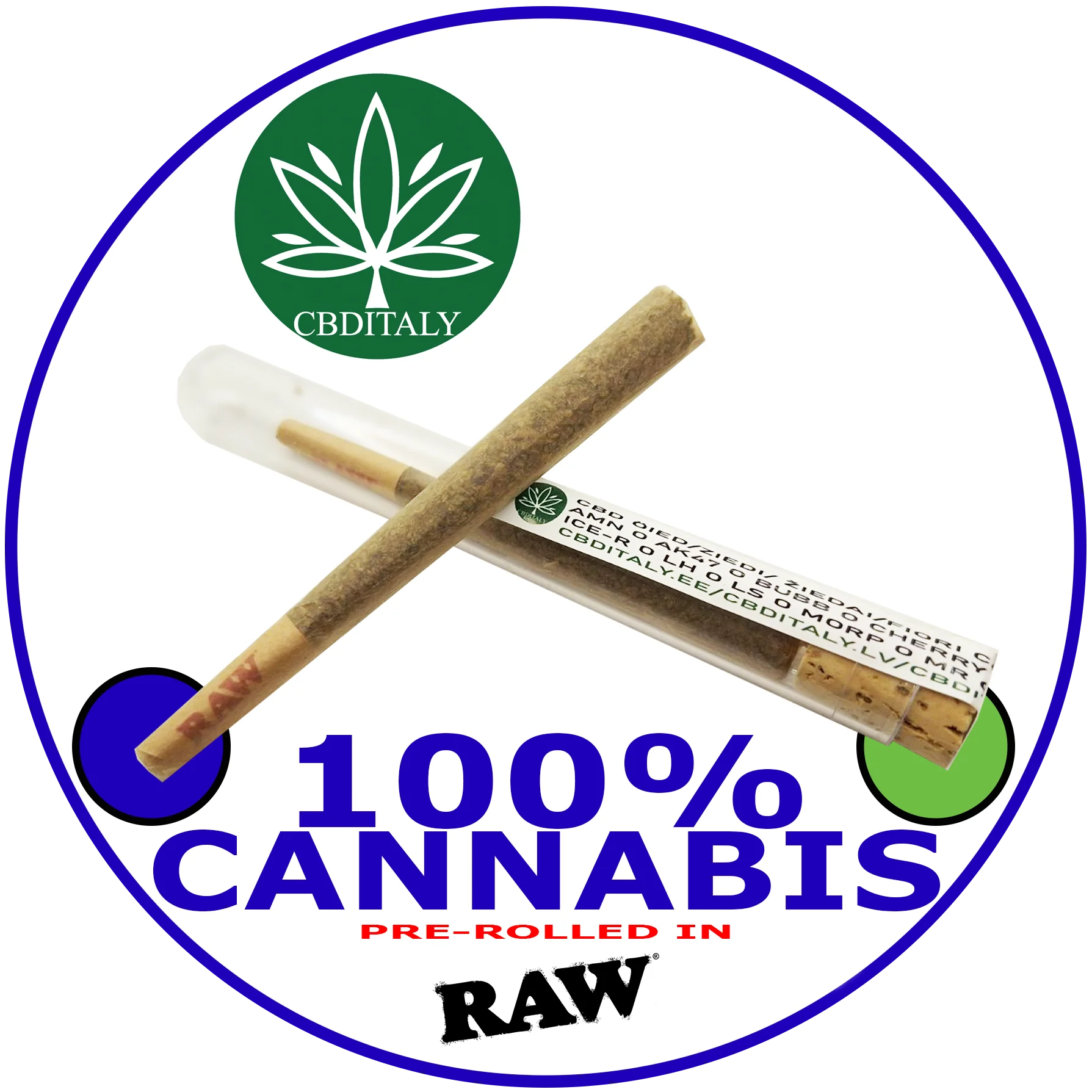 CBDITALY 100% cannabis RAW iepriekš saritināta kaņepju wellness cigarete stikla caurulītē, Lemon Skunk CBD 21% 3 iepakojums