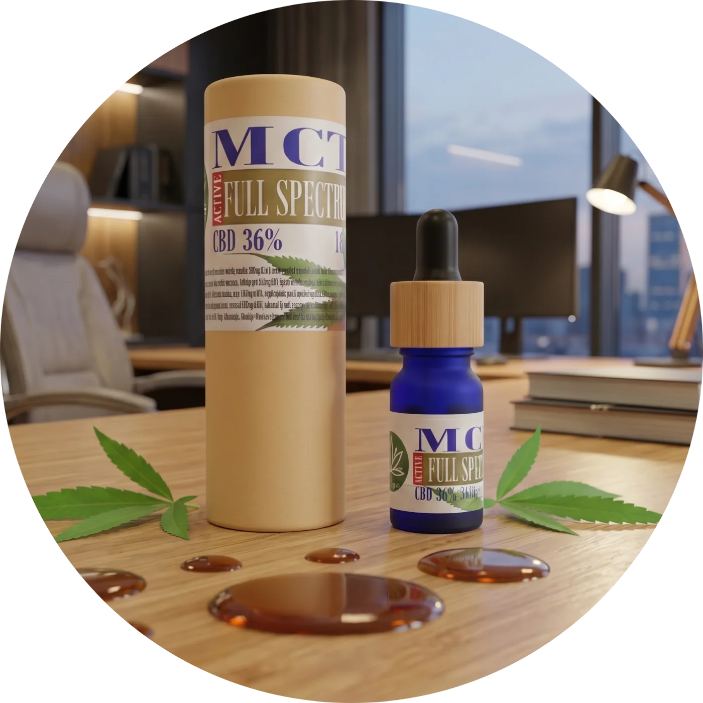 CBDITALY CBD Cannabis eļļa 36% ACTIVE FULL SPECTRUM flakona tuvplāns kaņepju papildinājumam