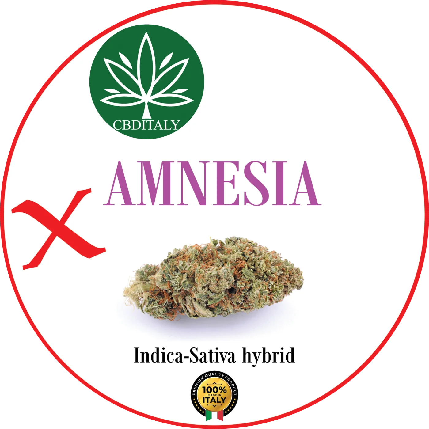 CBDITALY Amnesia X THCV 20% Indica-Sativa hibrīda kaņepju zieds ar sveķainu pārklājumu, Itālija