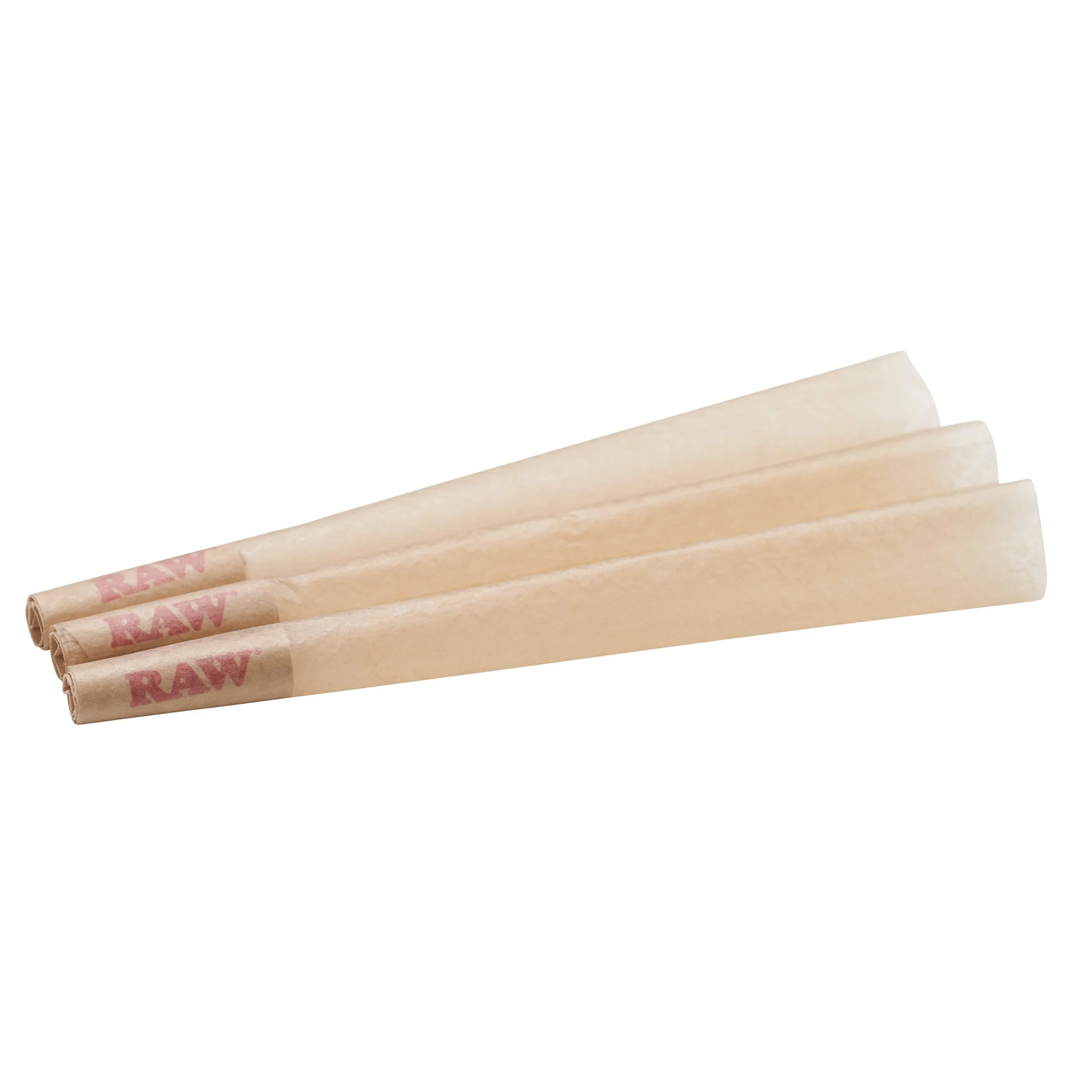 RAW King Size iepriekš saritināti papīra konusi 3 gab., nebalināts dabīgs smēķēšanas papīrs