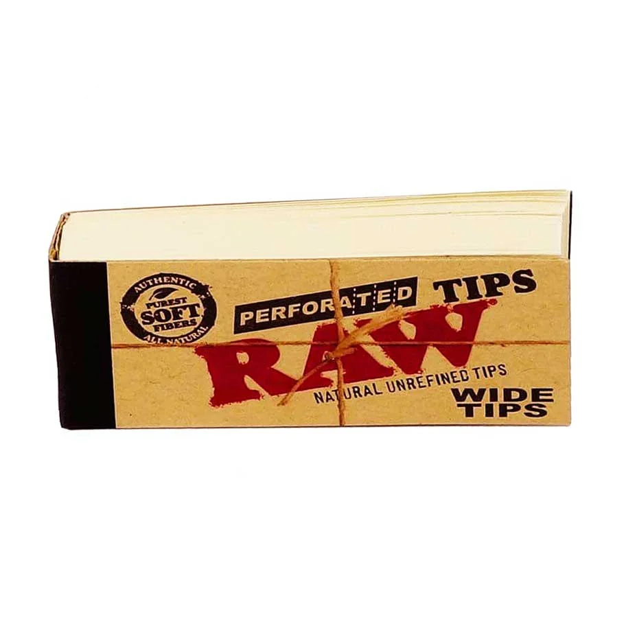 RAW Wide perforēti dabīgi nerafinēti filtru gali buklets, mīksts plats formāts